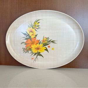 Vintage MCM Melamine Floral Spray Serving Tray